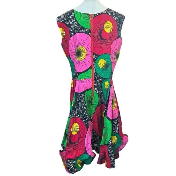 African Tribal Inspired BOHO Cotton Handmade A-Line Colorful Mini Dress Medium - Picture 9 of 15